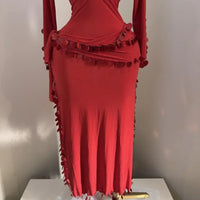 FIFI Rouge – Tenue de Danse Orientale 2 Pièces (Tenue + Ceinture)