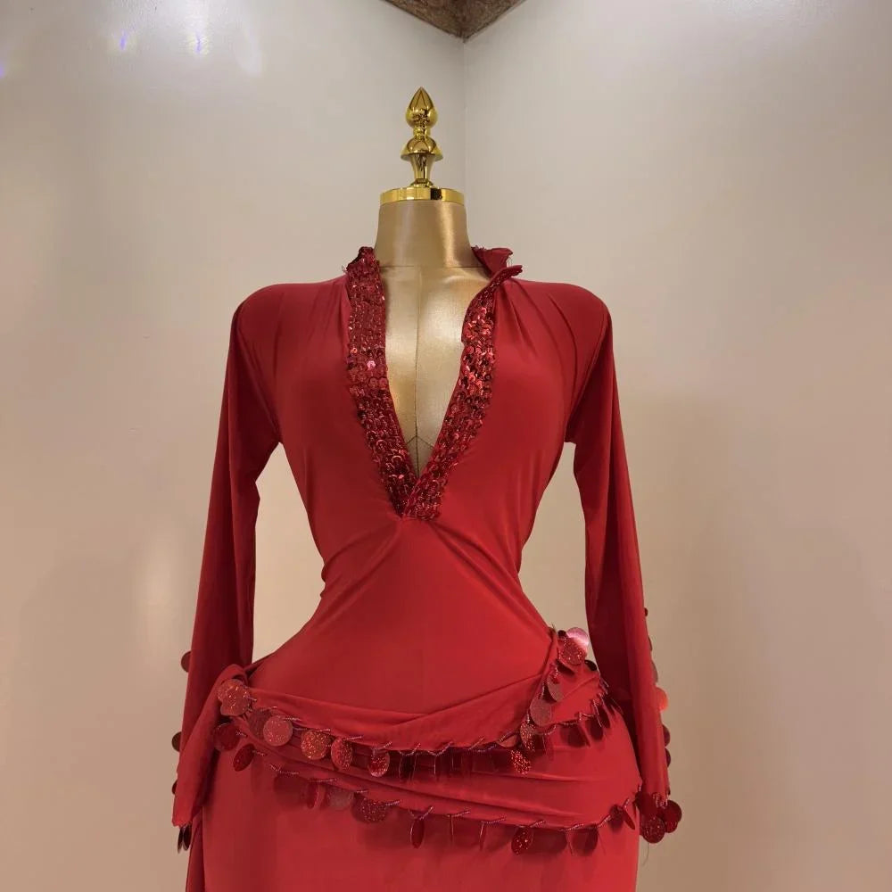 FIFI Rouge – Tenue de Danse Orientale 2 Pièces (Tenue + Ceinture)