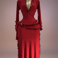 FIFI Rouge – Tenue de Danse Orientale 2 Pièces (Tenue + Ceinture)