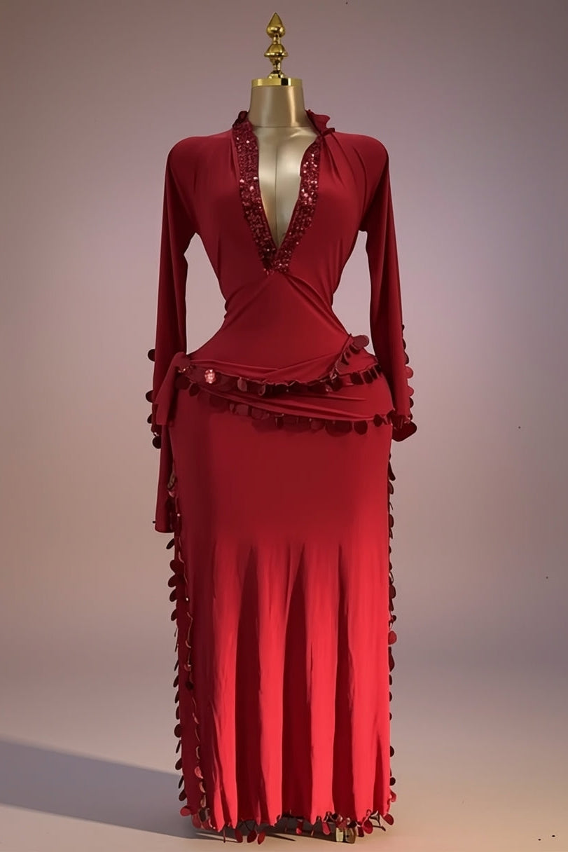 FIFI Rouge – Tenue de Danse Orientale 2 Pièces (Tenue + Ceinture)