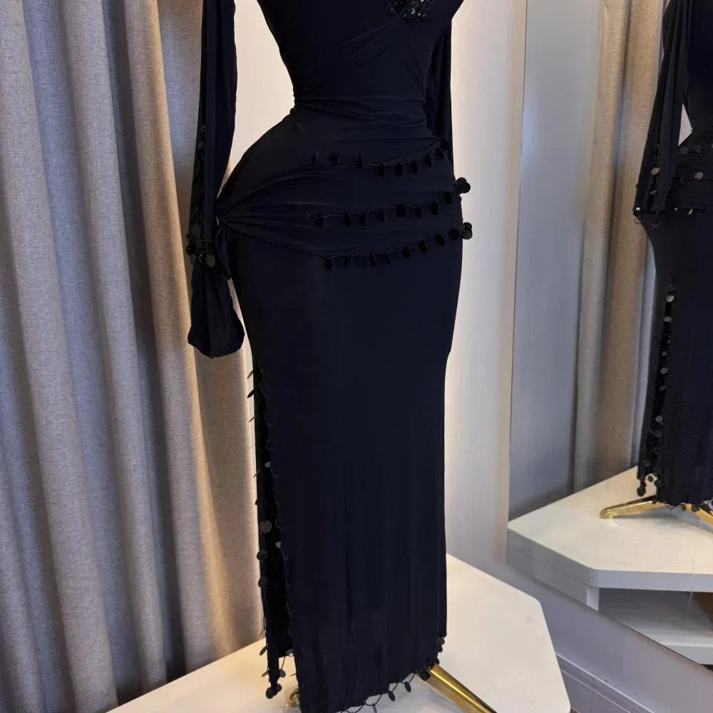 FIFI Noire – Tenue de Danse Orientale 2 Pièces (Tenue + Ceinture)
