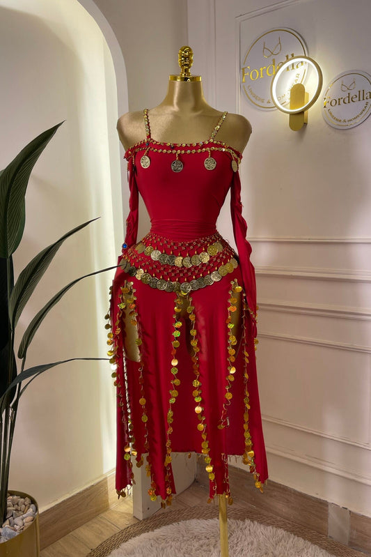 Rubis Impérial Rouge Tenue de Danse Orientale